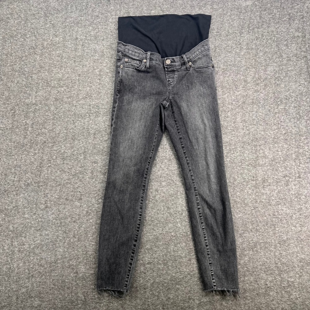 Gap Maternity True Skinny Jeans Faded Black Raw Hem Full Panel Size 27 4 Regular